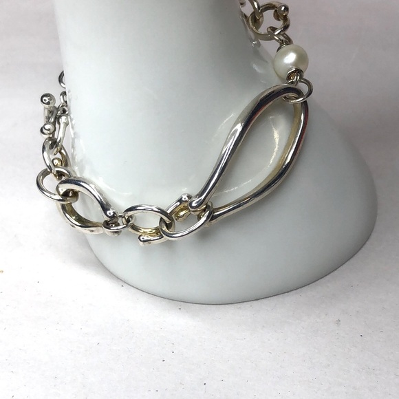 MICHAEL DAWKINS Sterling Silver Caviar Pearl Starry Night Link Toggle Bracelet - Picture 14 of 16